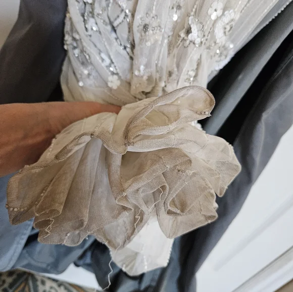 Ivory & White Beaded Gown - Picture 15 of 16